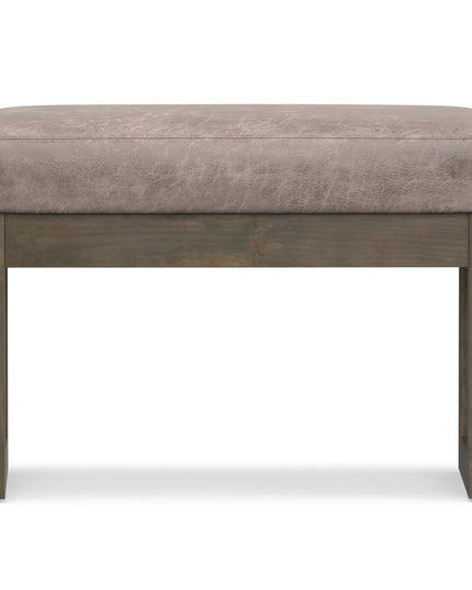 27" Gray and Dark Brown Leather Footstool