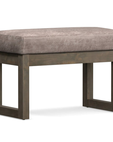 27" Gray and Dark Brown Leather Footstool