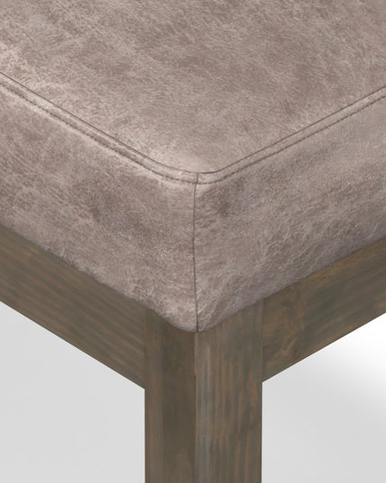 27" Gray and Dark Brown Leather Footstool