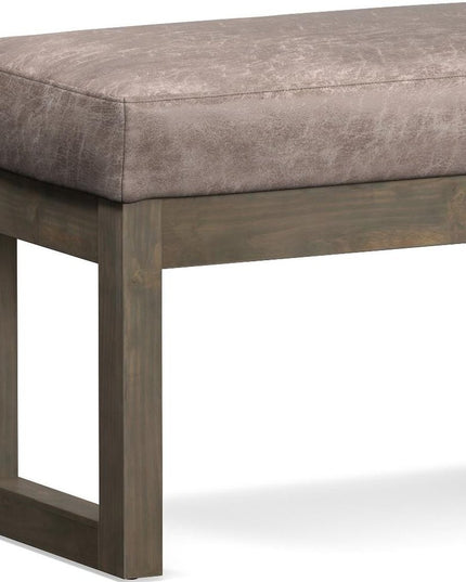 27" Gray and Dark Brown Leather Footstool