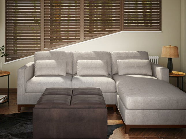 35" Brown and Black Leather Cocktail Ottoman With Storage