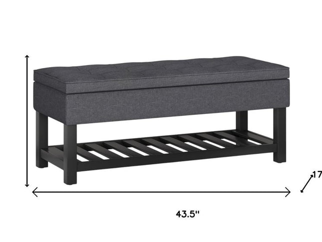 44" Gray and Dark Brown Fabric Ottoman With Storage