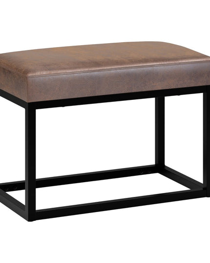 26" Brown and Black Leather Ottoman