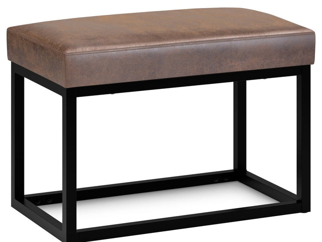 26" Brown and Black Leather Ottoman