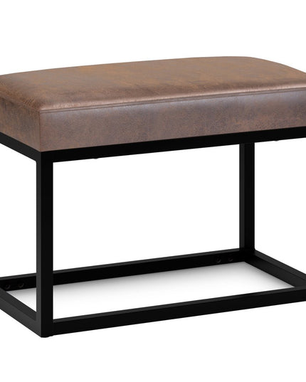 26" Brown and Black Leather Ottoman