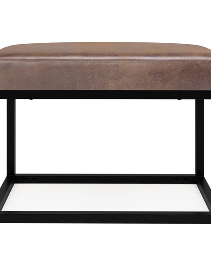 26" Brown and Black Leather Ottoman