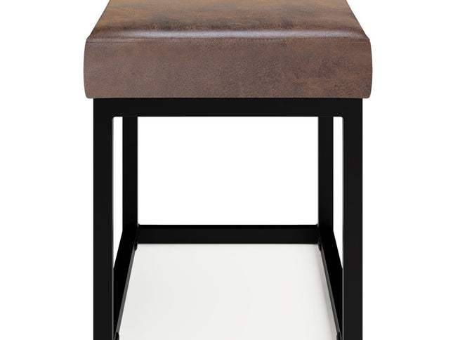 26" Brown and Black Leather Ottoman