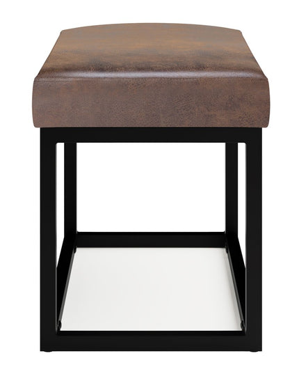 26" Brown and Black Leather Ottoman