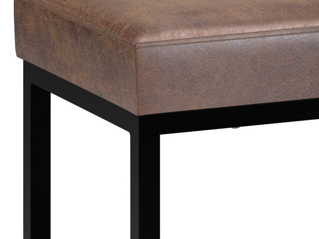 26" Brown and Black Leather Ottoman