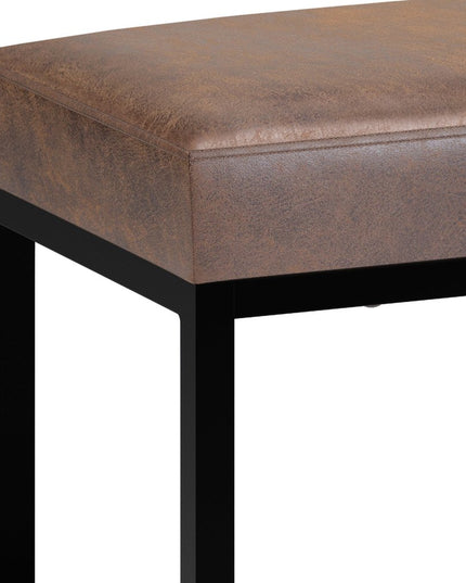 26" Brown and Black Leather Ottoman