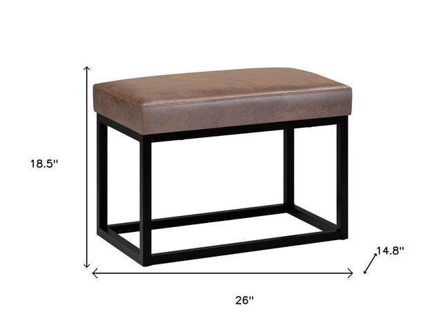 26" Brown and Black Leather Ottoman