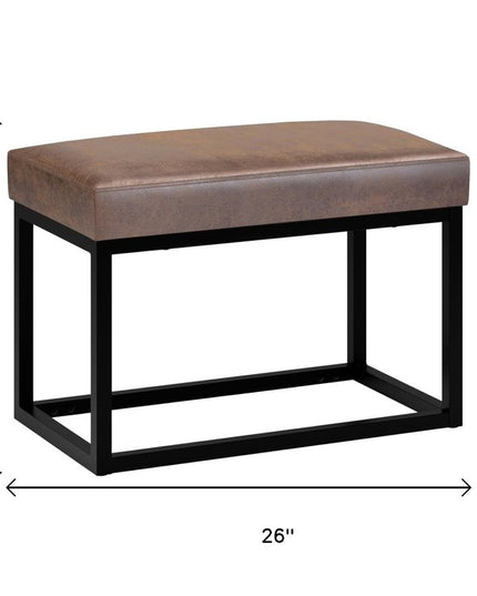 26" Brown and Black Leather Ottoman