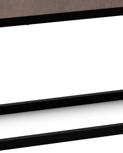 26" Brown and Black Leather Ottoman