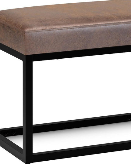 26" Brown and Black Leather Ottoman