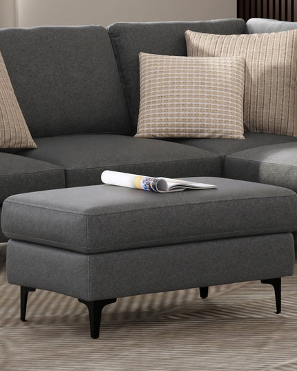 36" Gray and Black Fabric Ottoman