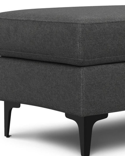 36" Gray and Black Fabric Ottoman