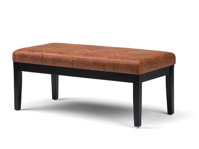 41" Brown and Espresso Leather Ottoman