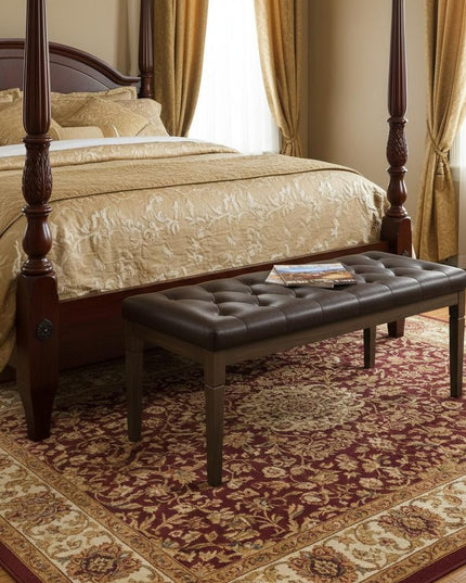 48" Brown Leather Ottoman