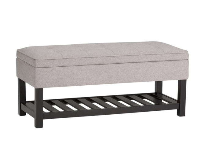 44" Gray and Dark Brown Fabric Ottoman With Storage