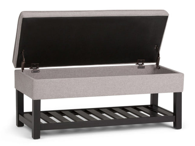 44" Gray and Dark Brown Fabric Ottoman With Storage