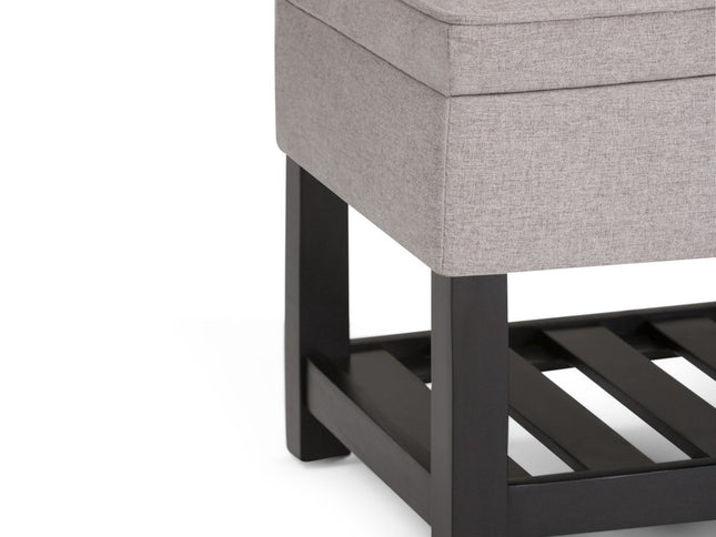 44" Gray and Dark Brown Fabric Ottoman With Storage