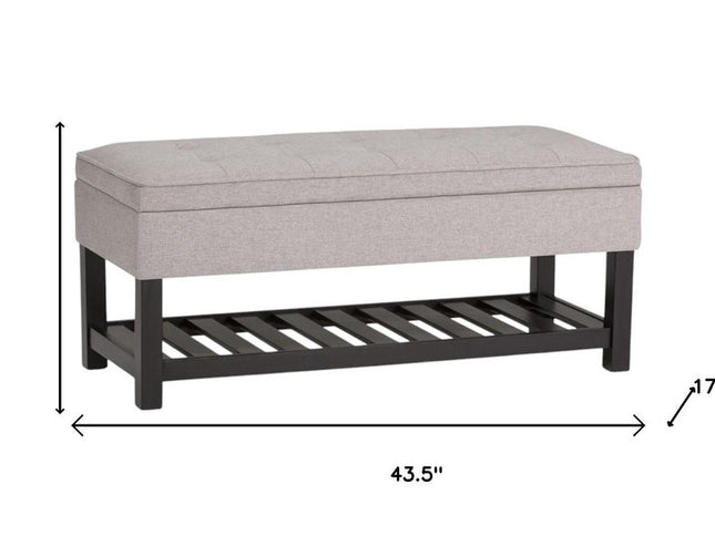 44" Gray and Dark Brown Fabric Ottoman With Storage