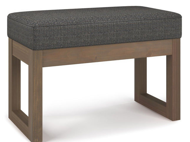 27" Ebony and Brown Fabric Footstool