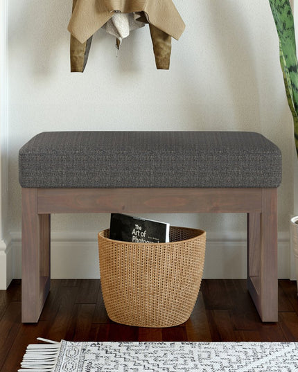 27" Ebony and Brown Fabric Footstool