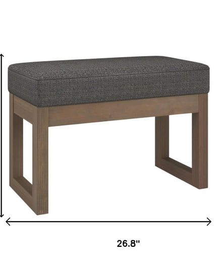27" Ebony and Brown Fabric Footstool