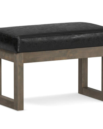 27" Black and Brown Leather Footstool