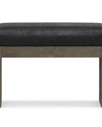 27" Black and Brown Leather Footstool