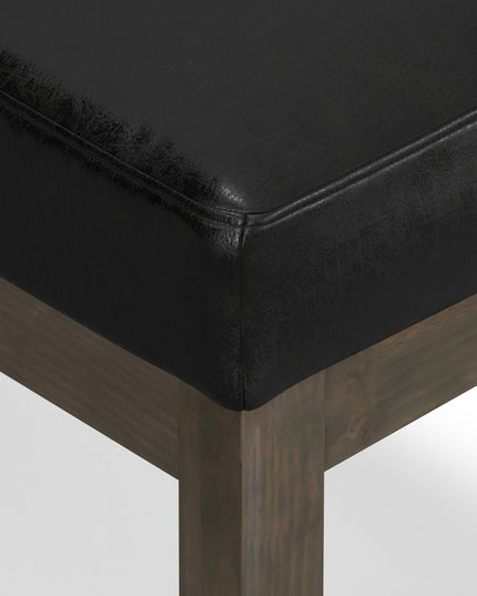 27" Black and Brown Leather Footstool
