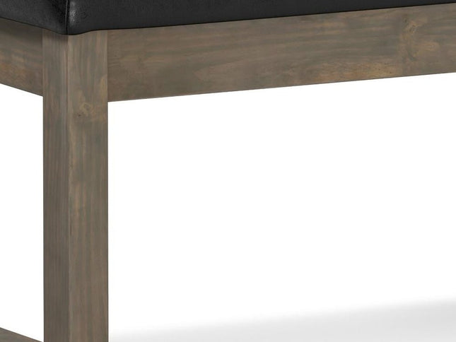 27" Black and Brown Leather Footstool