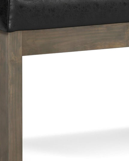 27" Black and Brown Leather Footstool