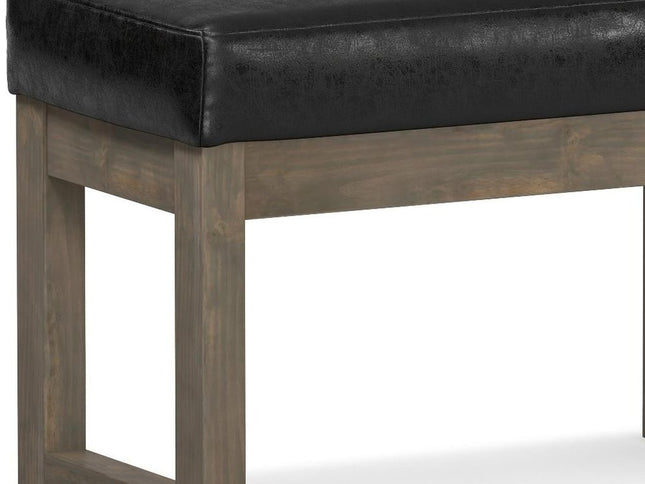 27" Black and Brown Leather Footstool