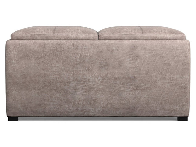 35" Gray and Black Leather Cocktail Ottoman With Storage