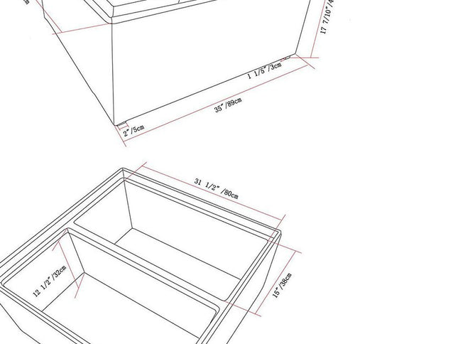 35" Gray and Black Leather Cocktail Ottoman With Storage