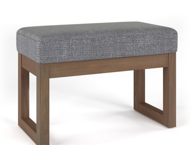 27" Gray and Brown Fabric Footstool