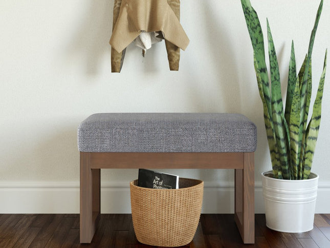 27" Gray and Brown Fabric Footstool