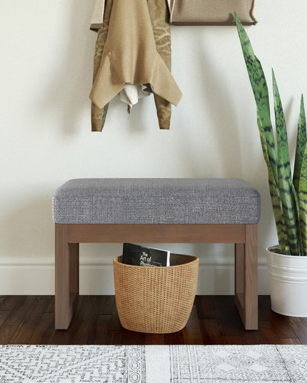 27" Gray and Brown Fabric Footstool