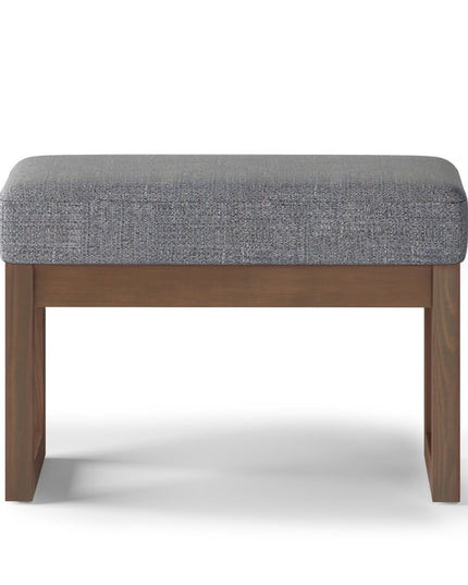27" Gray and Brown Fabric Footstool