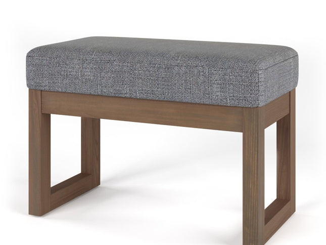 27" Gray and Brown Fabric Footstool