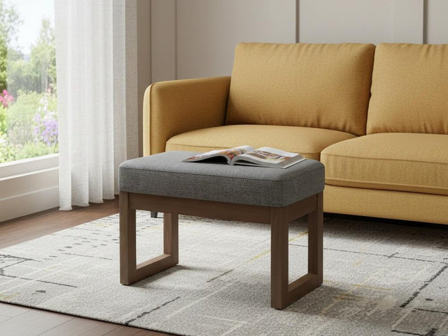 27" Gray and Brown Fabric Footstool