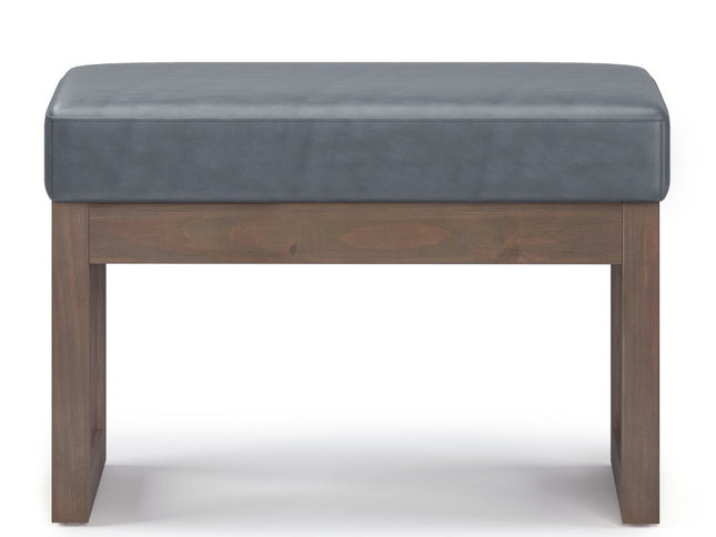 27" Gray and Brown Leather Footstool