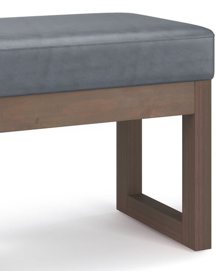 27" Gray and Brown Leather Footstool