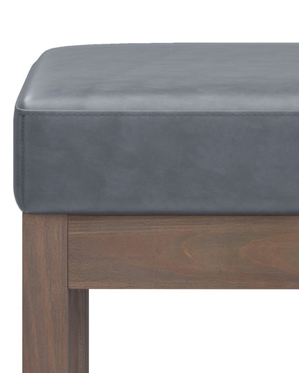 27" Gray and Brown Leather Footstool
