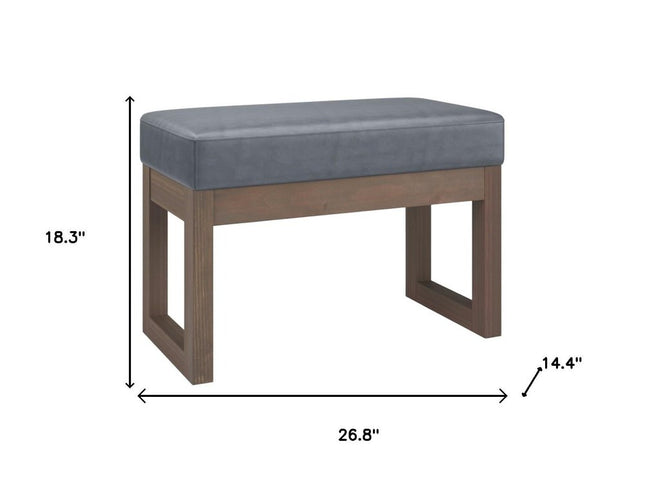 27" Gray and Brown Leather Footstool