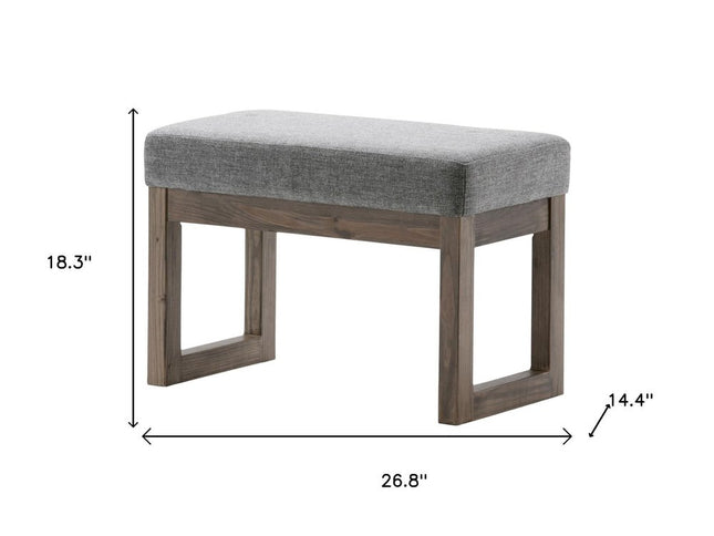 27" Gray and Brown Fabric Footstool