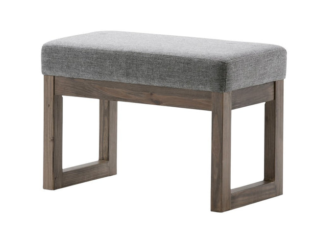 27" Gray and Brown Fabric Footstool