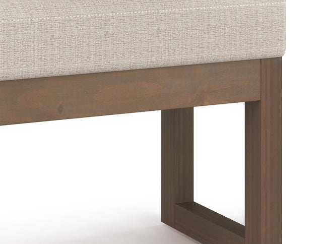 27" Platinum and Brown Fabric Footstool